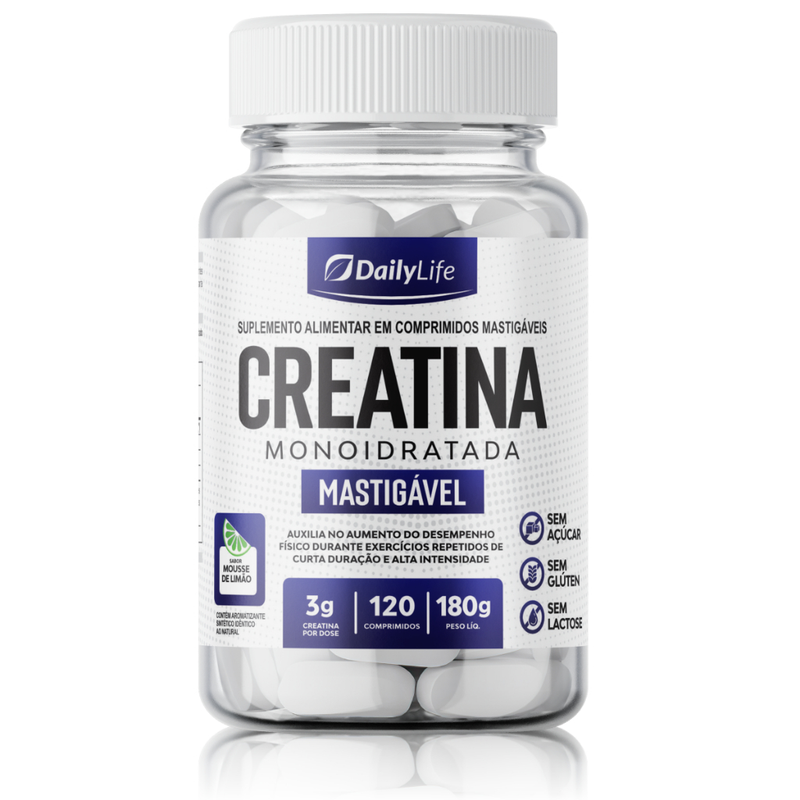 Creatina Pura Mastigável 120 Comprimidos Desempenho e Energia para Treinos Intensos - Dailylife