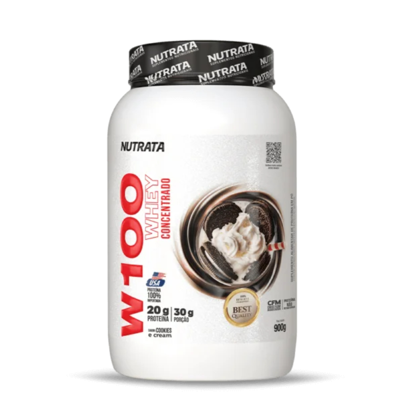 Whey Protein Concentrado W100 900g Pote Nutrata – Ganho e Recuperação Muscular