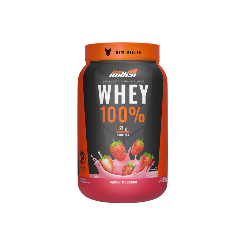 Whey 100% Concentrado New Millen 900g – Ganho de Massa Muscular, Recuperação e Alta Performance