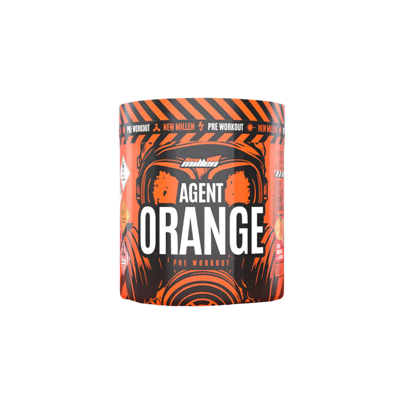 Pré-Treino Agent Orange New Millen 250g – 400mg Cafeína, Energia Explosiva e Foco Máximo nos Treinos