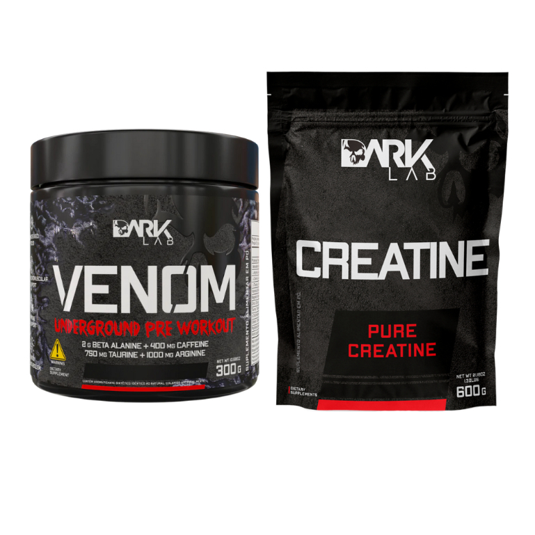 Creatina Pura 600g + Pre Treino Venom 300g Dark Lab