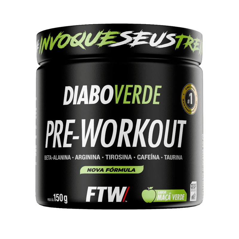 FTW Diabo Verde Pré-Treino #Pre-Workout Pote 150g Energia e Foco com Cafeína, Beta-Alanina Sabores