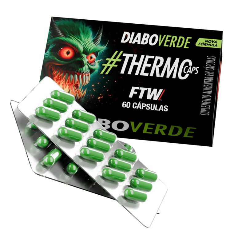 FTW Diabo Verde #ThermoCaps Blister 60 Cáps Termogênico Com 200mg Cafeína