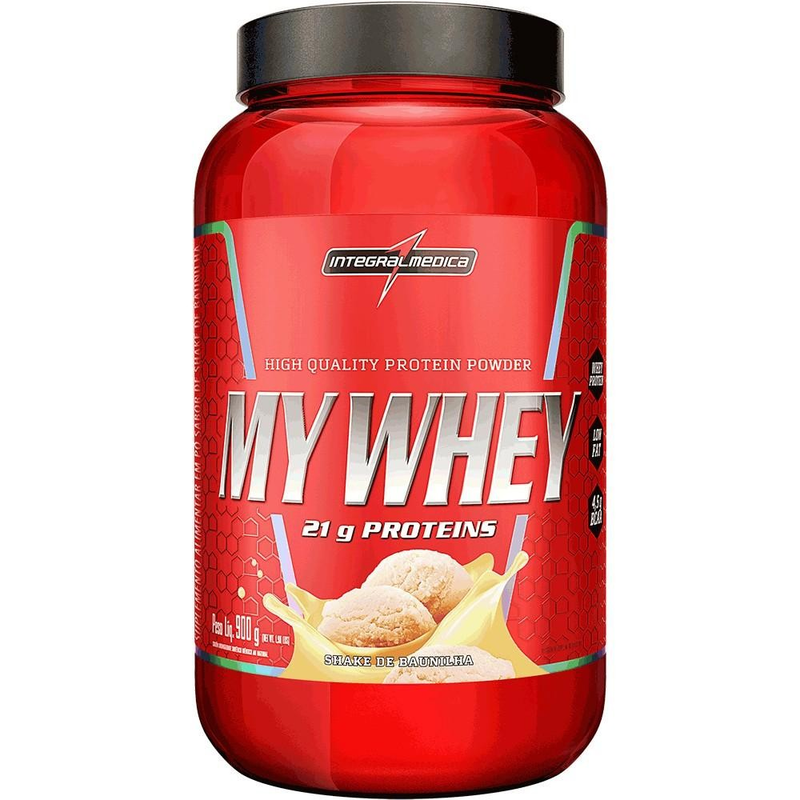 Integralmedica - My Whey Proteína em Pó Sabor Baunilha – Suplemento com BCAAs e 21g de Proteína – 900g – Em Pó